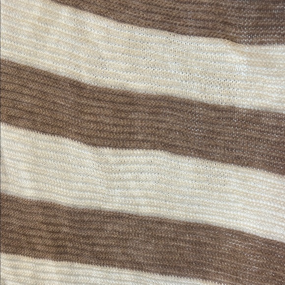 Express Cream and Brown Striped Open-Front Cardigan - Picture 4 of 4